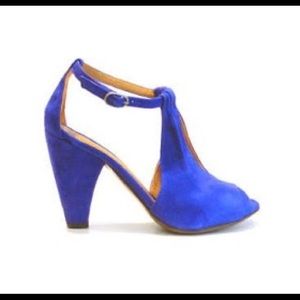 Coclico Odalisk Peeptoe Sandal Blue Suede 7